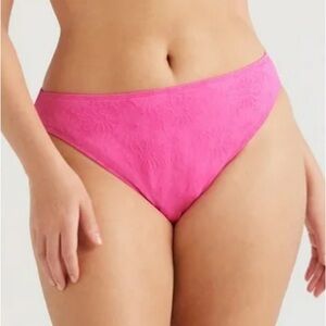 No Boundaries Women's XL High Waisted Floral Fuchsia Pink Swim Bikini Bottom